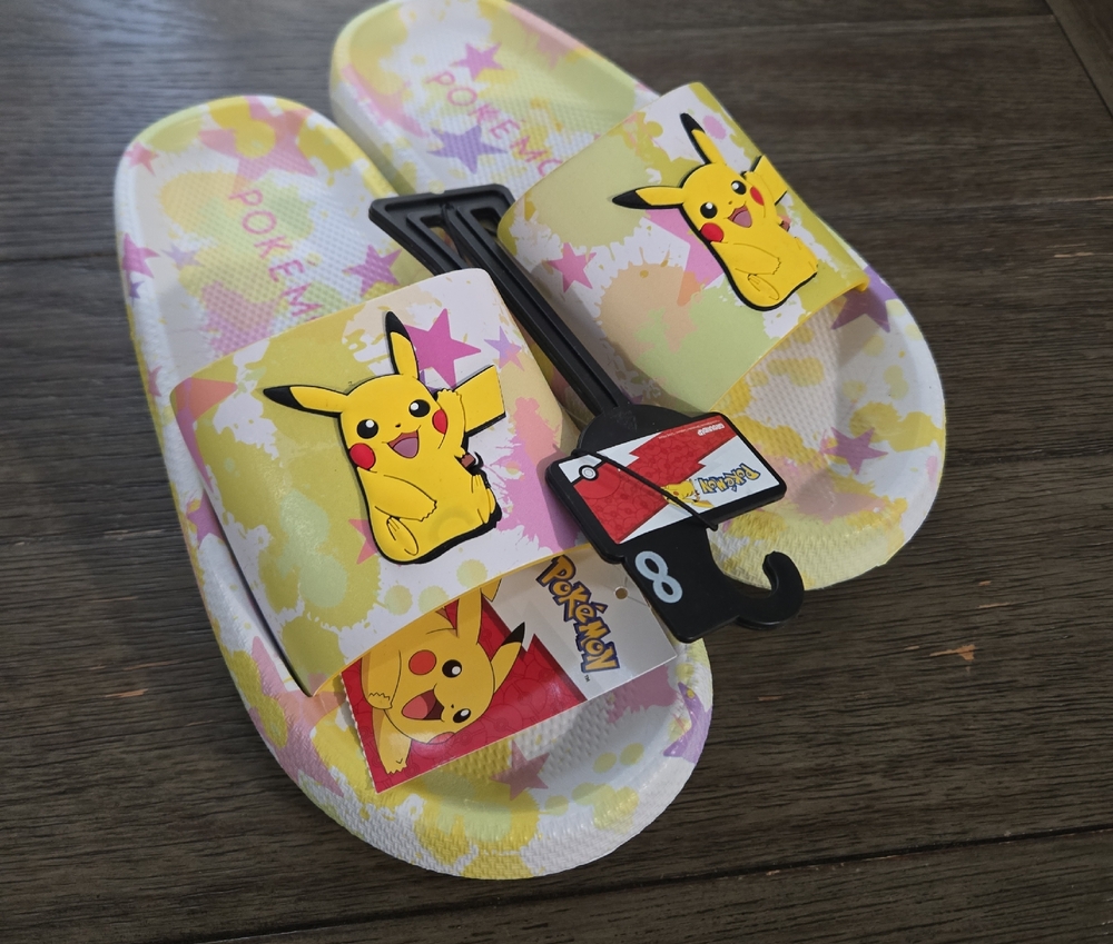 Pokemon Pikachu Slide Sandals Yellow and White